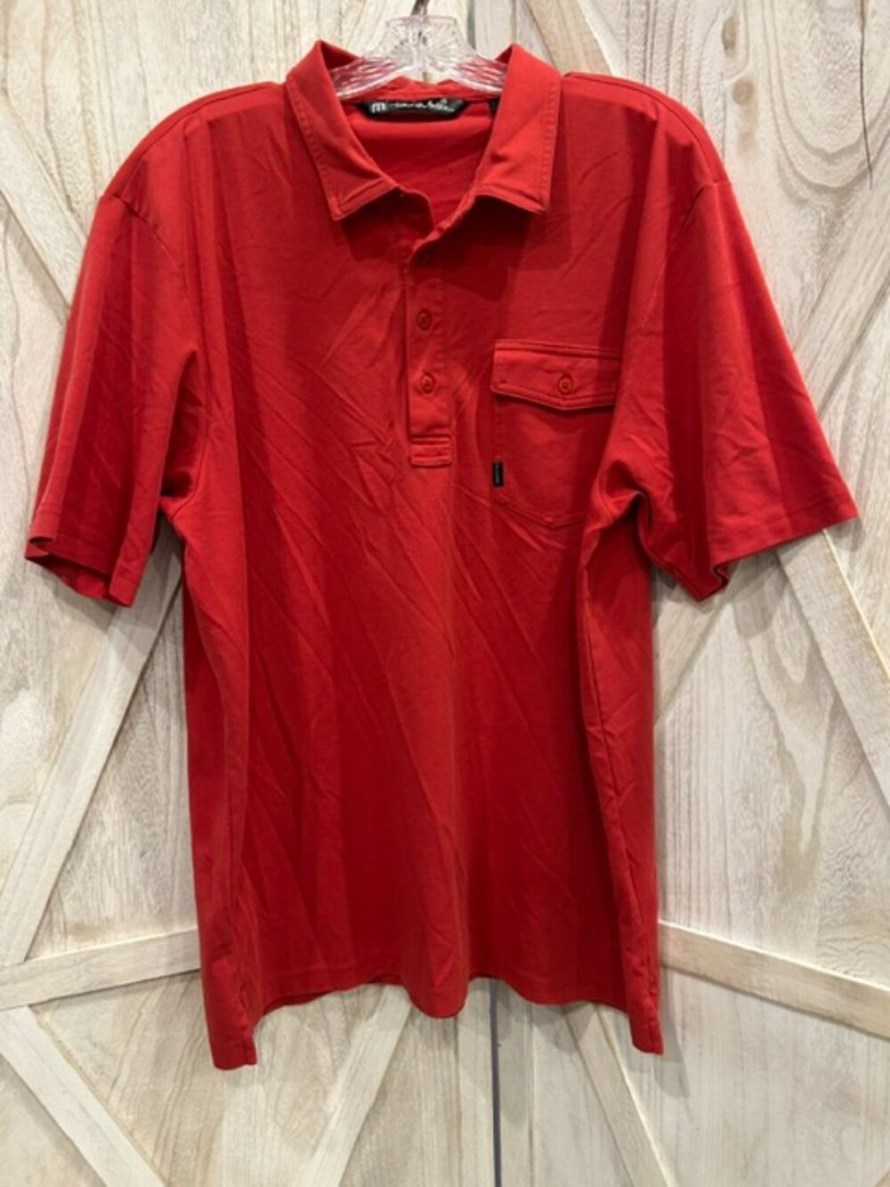 TravisMathew Men's XL Polo Shirt Red Utility Pocket Golf Lifestyle